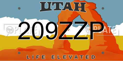 209ZZP Utah License Plate