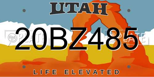 20BZ485 Utah License Plate