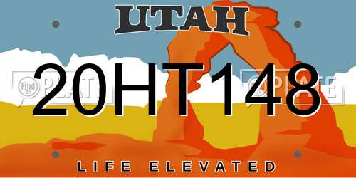 20HT148 Utah License Plate
