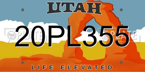 20PL355 Utah License Plate