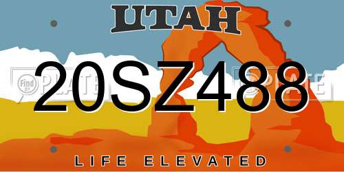 20SZ488 Utah License Plate