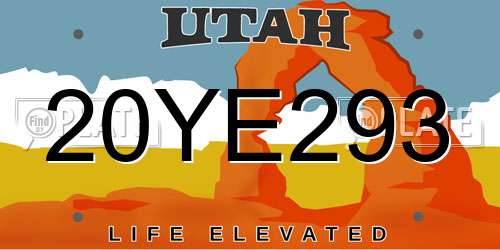 20YE293 Utah License Plate