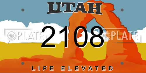 2108 Utah License Plate