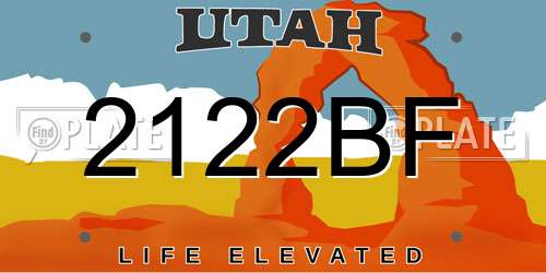 2122BF Utah License Plate
