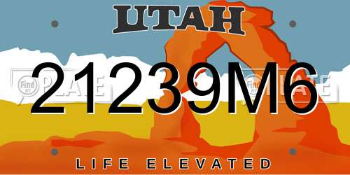 21239M6 Utah License Plate