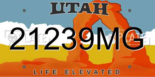 21239MG Utah License Plate