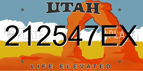 212547EX Utah License Plate