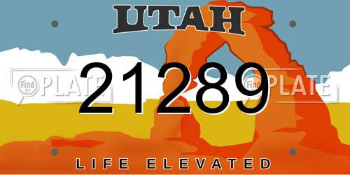 21289 Utah License Plate