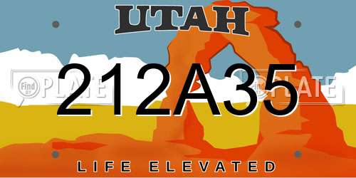 212A35 Utah License Plate
