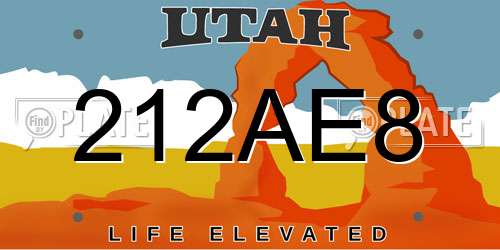 212AE8 Utah License Plate