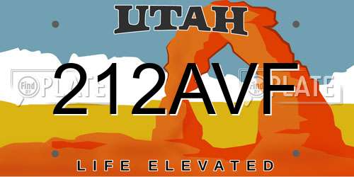 212AVF Utah License Plate