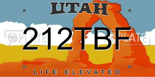212TBF Utah License Plate