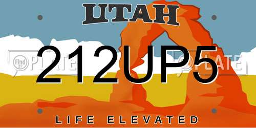 212UP5 Utah License Plate