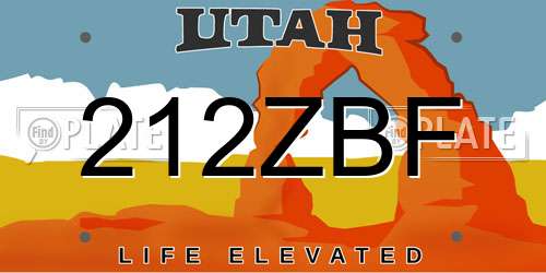 212ZBF Utah License Plate