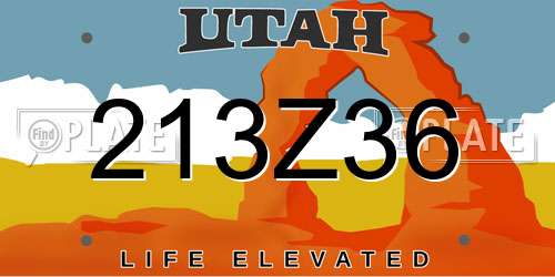 213Z36 Utah License Plate