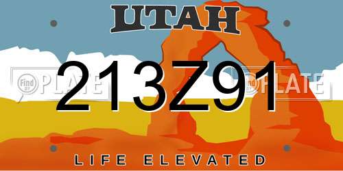 213Z91 Utah License Plate