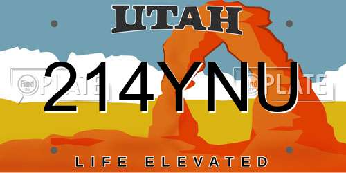 214YNU Utah License Plate