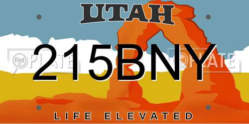 215BNY Utah License Plate