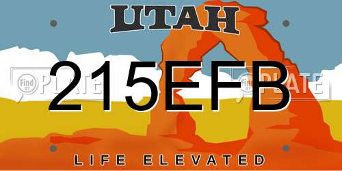215EFB Utah License Plate