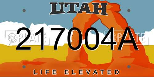 217004A Utah License Plate