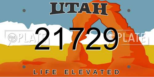 21729 Utah License Plate