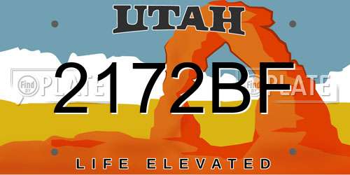 2172BF Utah License Plate