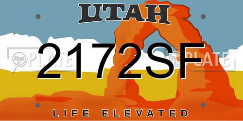 2172SF Utah License Plate
