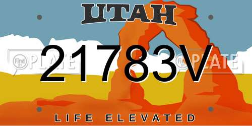 21783V Utah License Plate