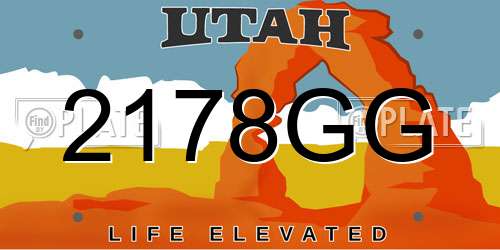 2178GG Utah License Plate
