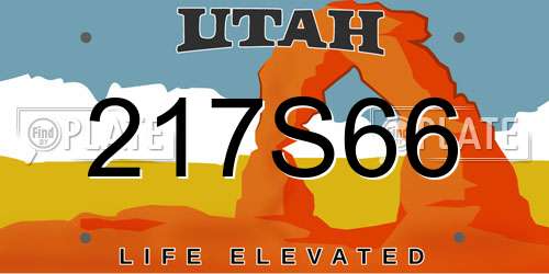 217S66 Utah License Plate