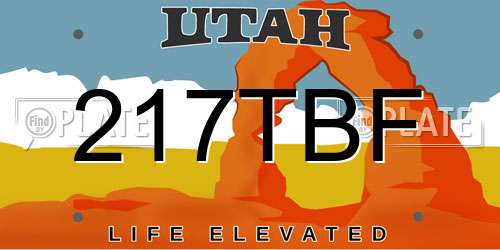217TBF Utah License Plate