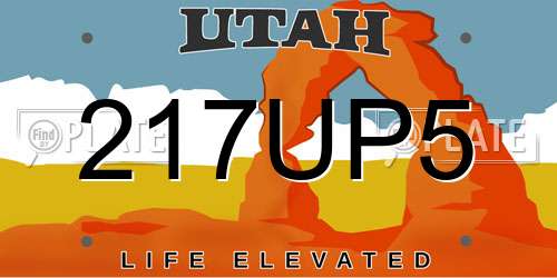 217UP5 Utah License Plate