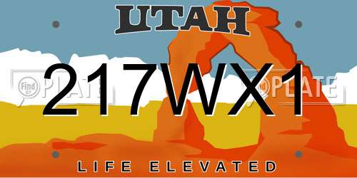 217WX1 Utah License Plate