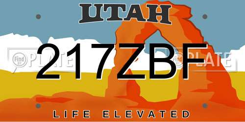 217ZBF Utah License Plate