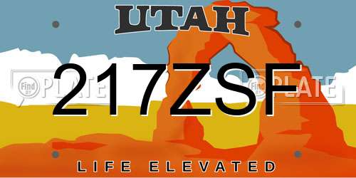 217ZSF Utah License Plate