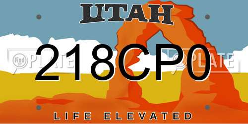 218CP0 Utah License Plate