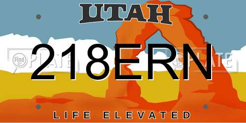218ERN Utah License Plate
