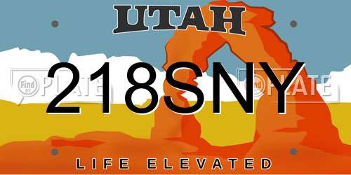 218SNY Utah License Plate