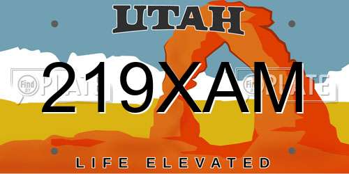 219XAM Utah License Plate