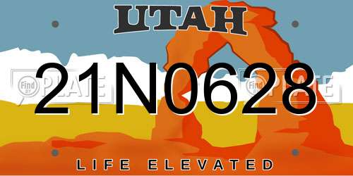 21N0628 Utah License Plate