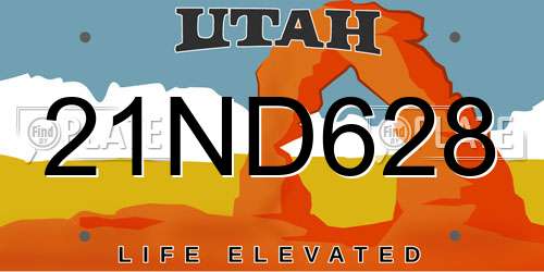 21ND628 Utah License Plate