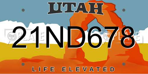 21ND678 Utah License Plate