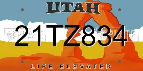 21TZ834 Utah License Plate