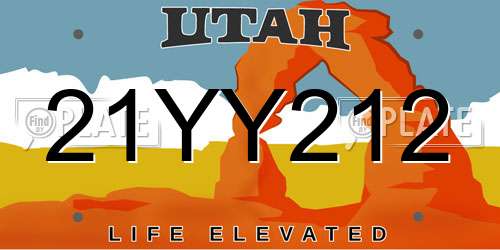 21YY212 Utah License Plate