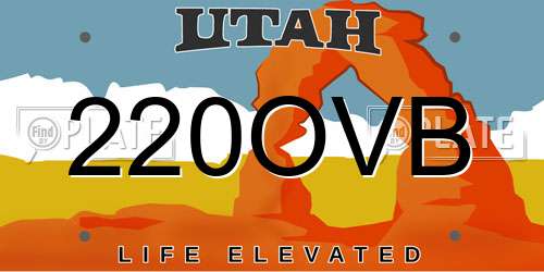 220OVB Utah License Plate