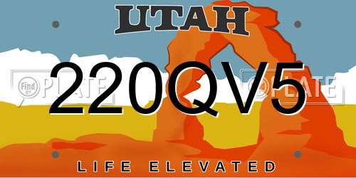 220QV5 Utah License Plate
