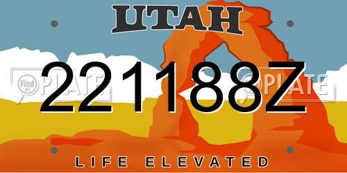 221188Z Utah License Plate