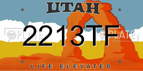 2213TF Utah License Plate
