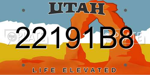 22191B8 Utah License Plate