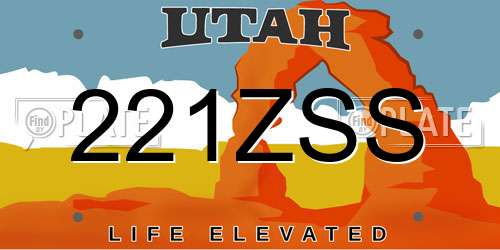 221ZSS Utah License Plate